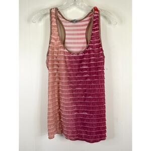 Vintage Y2K Ruffle Tank Top Large Charlotte Russe‎ Pink Rave Fairy Indie Sleaze